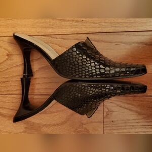 Franco Carolli Black Snake Print Mules